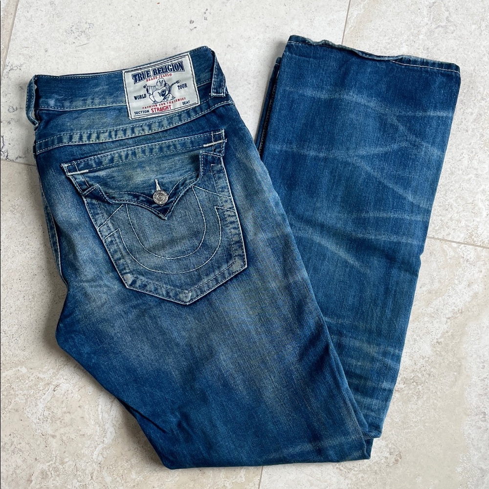 True Religion Men's Denim Blue Relaxed Jeans Sz 36 x 34